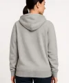 Üç İplik Kapüşonlu Tam Fermuarlı Kanguru Çepli SweatShirt Hoodie - Gri
