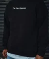 Üç İplik Penye Bisiklet Yaka Oversize Baskılı SweatShirt - Siyah
