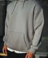 Üç İplik Penye Kapşonlu Basic SweatShirt - Boyalı Gri