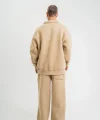 Üç İplik Uzun Kol Yakalı Eşofman Takım - Bej