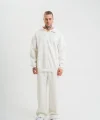 Üç İplik Uzun Kol Yakalı Eşofman Takım - Beyaz