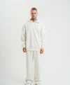 Üç İplik Uzun Kol Yakalı Eşofman Takım - Beyaz