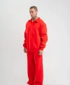 Üç İplik Uzun Kol Yakalı Eşofman Takım - Kırmızı