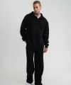 Üç İplik Uzun Kol Yakalı Eşofman Takım - Siyah