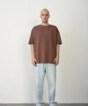 Unisex Basic Bisiklet Yaka Oversize T-Shirt - Mürdüm