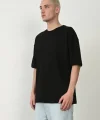 Unisex Basic Bisiklet Yaka Oversize T-Shirt - Siyah