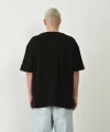 Unisex Baskılı Bisiklet Yaka Oversize T-Shirt - Siyah