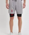 Unisex Baskılı İç Cepli Sporcu Alt Taytlı Şort - Gri