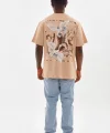 Unisex Baskılı Oversize T-Shirt - Bej