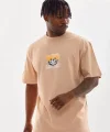 Unisex Baskılı Oversize T-Shirt - Bej