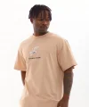 Unisex Baskılı Oversize T-Shirt - Bej