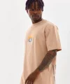 Unisex Baskılı Oversize T-Shirt - Bej