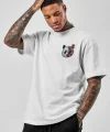 Unisex Baskılı Oversize T-Shirt - Beyaz