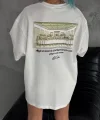 Unisex Baskılı Oversize T-Shirt - Beyaz