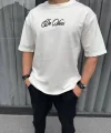Unisex Baskılı Oversize T-Shirt - Beyaz