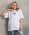 Unisex Baskılı Oversize T-Shirt - Beyaz