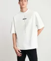 Unisex Baskılı Oversize T-Shirt - Beyaz