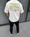 Unisex Baskılı Oversize T-Shirt - Beyaz