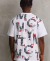 Unisex Baskılı Oversize T-Shirt - Beyaz