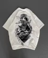 Unisex Baskılı Oversize T-Shirt - Beyaz