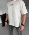 Unisex Baskılı Oversize T-Shirt - Beyaz