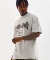 Unisex Baskılı Oversize T-Shirt - Gri
