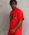 Unisex Baskılı Oversize T-Shirt - Kırmızı
