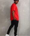 Unisex Baskılı Oversize T-Shirt - Kırmızı