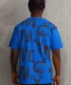 Unisex Baskılı Oversize T-Shirt - Mavi