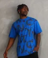 Unisex Baskılı Oversize T-Shirt - Mavi