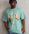 Unisex Baskılı Oversize T-Shirt - Mint Yeşili