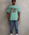 Unisex Baskılı Oversize T-Shirt - Mint Yeşili