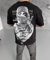 Unisex Baskılı Oversize T-Shirt - Siyah