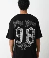 Unisex Baskılı Oversize T-Shirt - Siyah