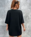 Unisex Baskılı Oversize T-Shirt - Siyah