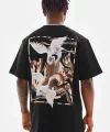 Unisex Baskılı Oversize T-Shirt - Siyah