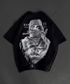 Unisex Baskılı Oversize T-Shirt - Siyah