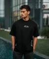 Unisex Baskılı Oversize T-Shirt - Siyah