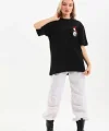 Unisex Baskılı Oversize T-Shirt - Siyah