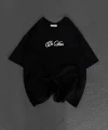 Unisex Baskılı Oversize T-Shirt - Siyah