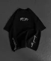Unisex Baskılı Oversize T-Shirt - Siyah