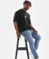 Unisex Baskılı Oversize T-Shirt - Siyah