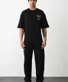 Unisex Baskılı Oversize T-Shirt - Siyah