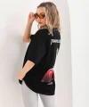 Unisex Baskılı Oversize T-Shirt - Siyah