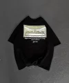 Unisex Baskılı Oversize T-Shirt - Siyah
