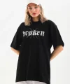 Unisex Baskılı Oversize T-Shirt - Siyah