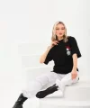 Unisex Baskılı Oversize T-Shirt - Siyah