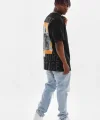 Unisex Baskılı Oversize T-Shirt - Siyah