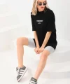 Unisex Baskılı Oversize T-Shirt - Siyah