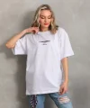 Unisex Baskılı Oversize Thirt  Beyaz